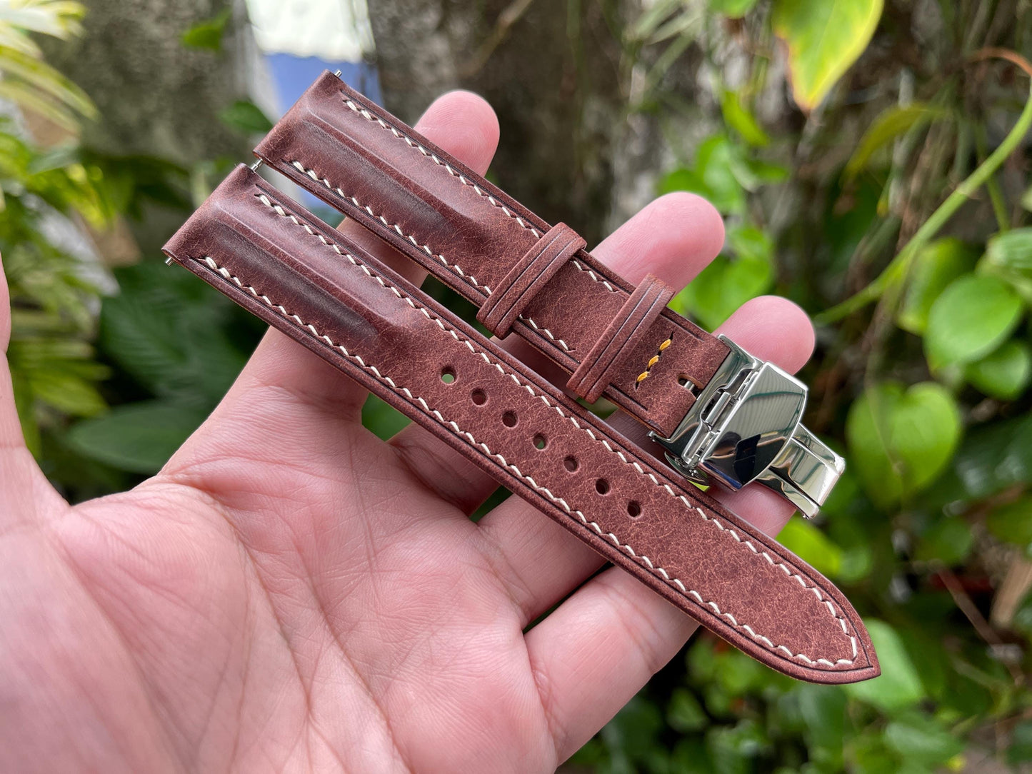 Single Ridge Watch Strap From Pueblo Leather, Pre-installed Quick Release Spring Bars