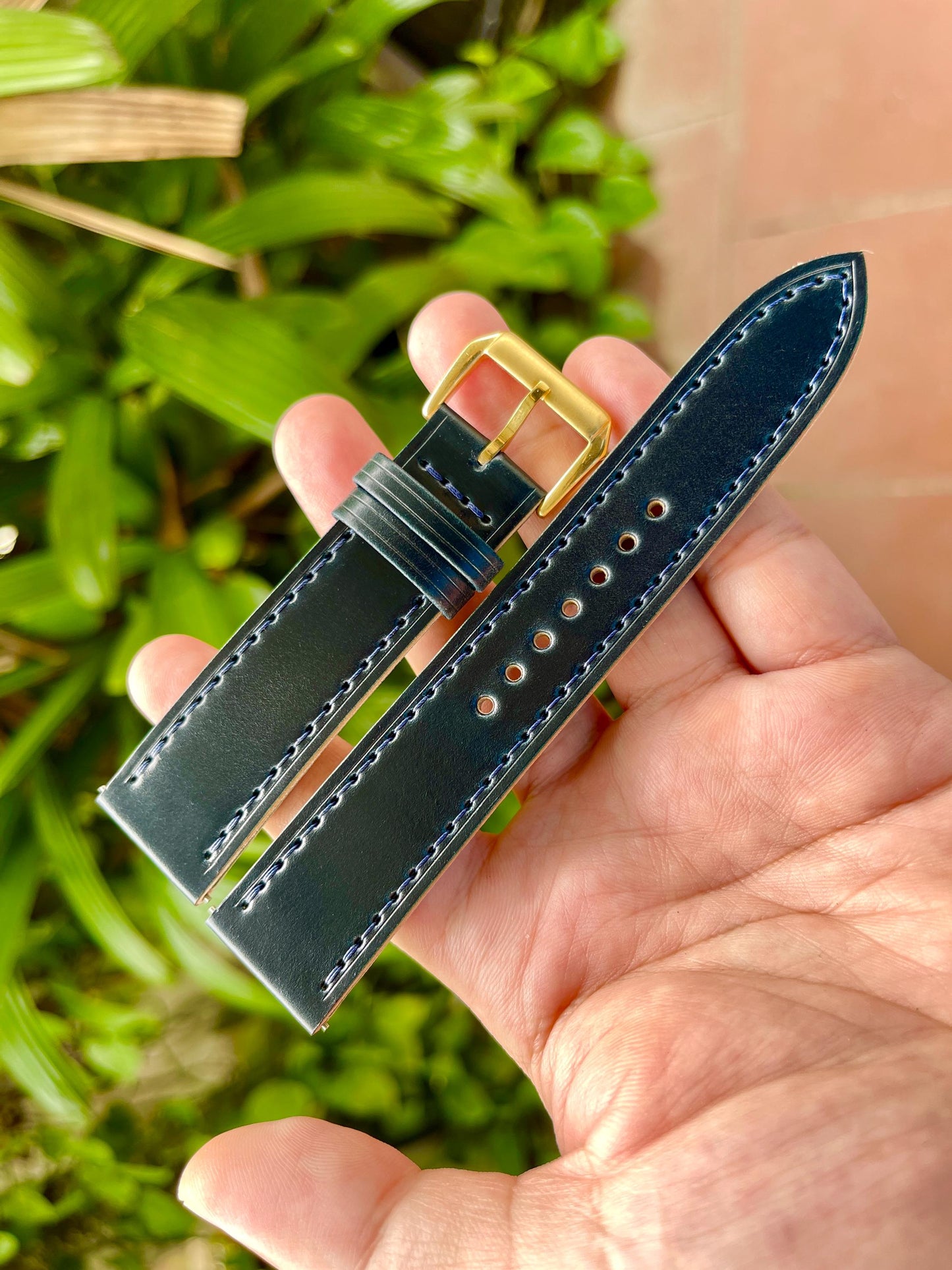 Navy Horween Shell Cordovan Leather Watch Strap - Quick Release