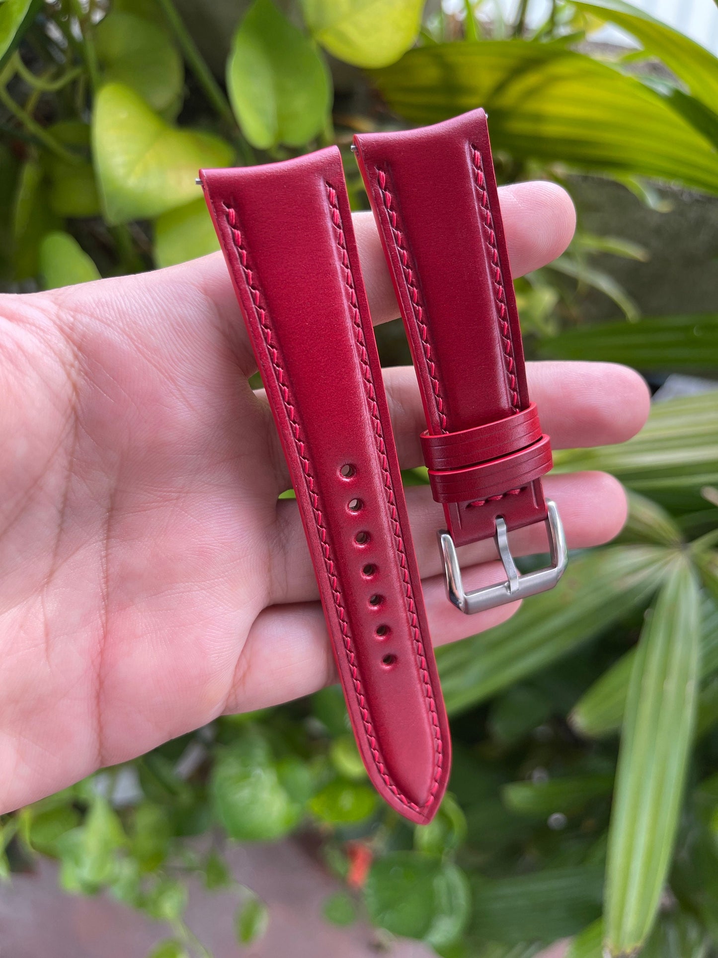 Curved End Shell Cordovan Watch Strap: Custom Sizes, Quick Release