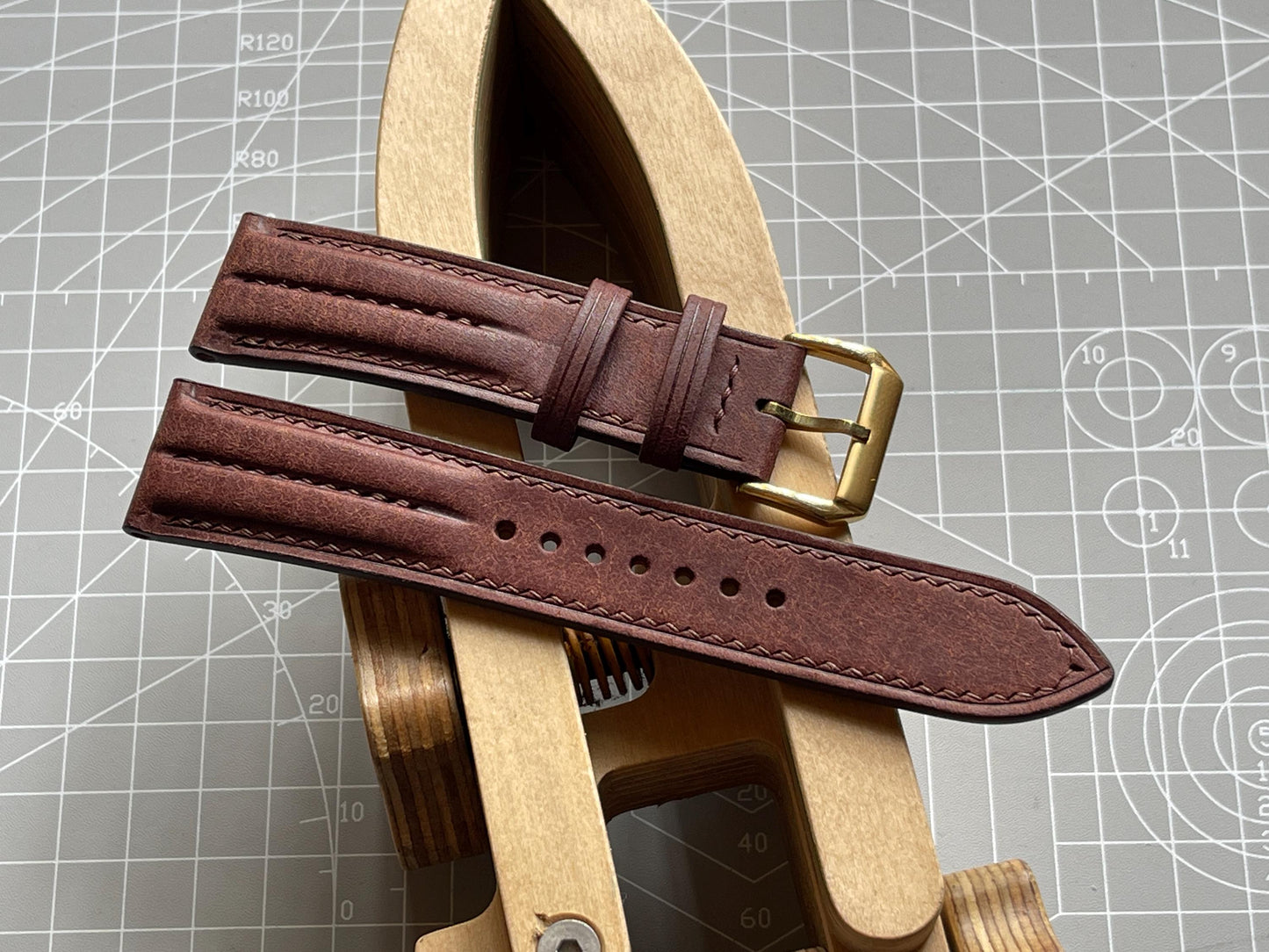Double Ridge Pueblo Leather Watch Strap: Tobacco Brown, Quick Release