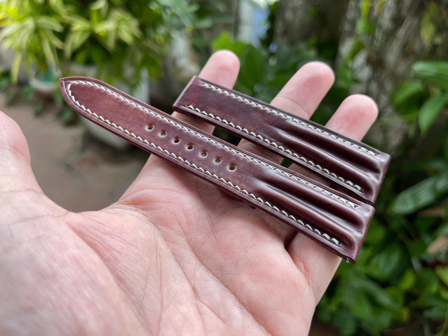 Horween Double Ridge Shell Cordovan Watch Strap, Pre-installed Quick Release Spring Bars