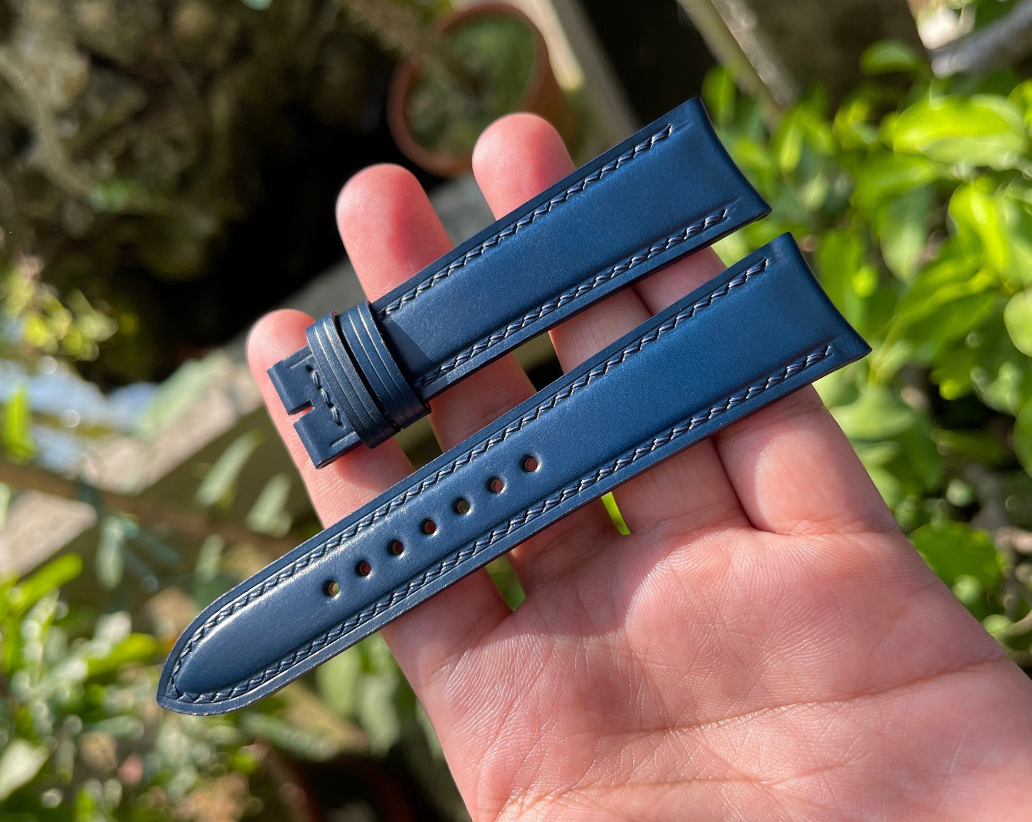 Curved End Shell Cordovan Watch Strap: Custom Sizes, Quick Release