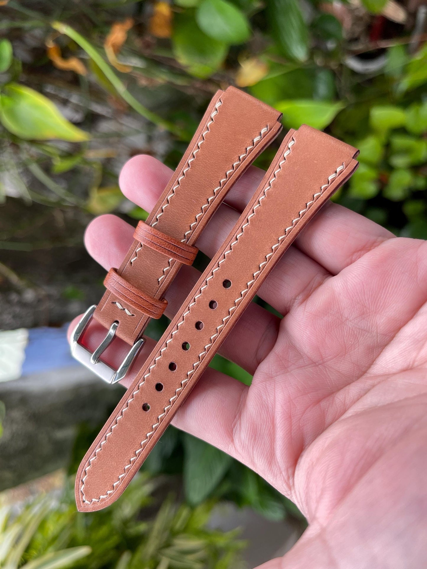 Corner Notched, Centre Notched Watch Strap From Horween Horsehide Strip Leather