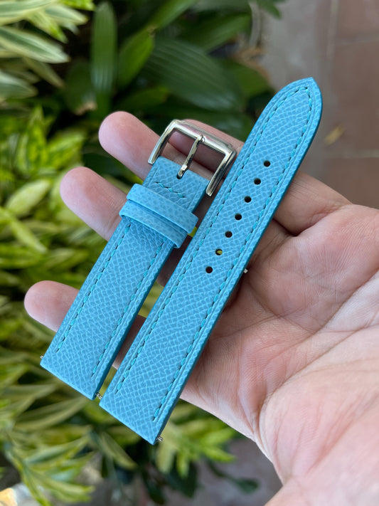 Tiffany Blue Epsom Calf Leather Watch Strap with Quick Release Spring Bars