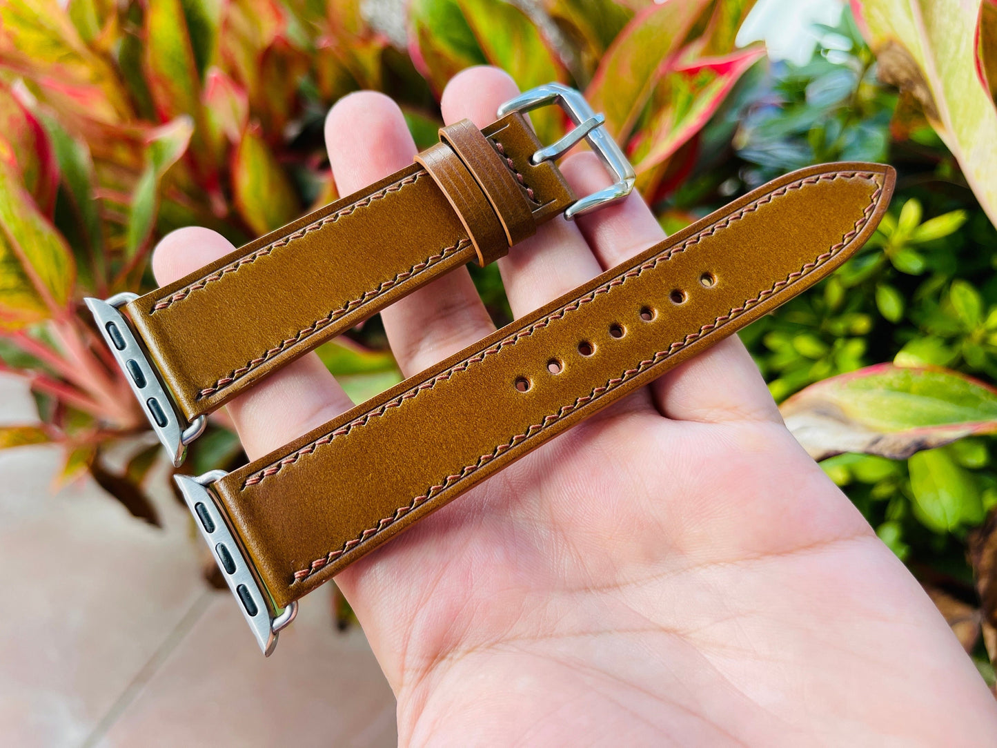 Brown Shell Cordovan Watch Strap with Quick Release Spring Bars