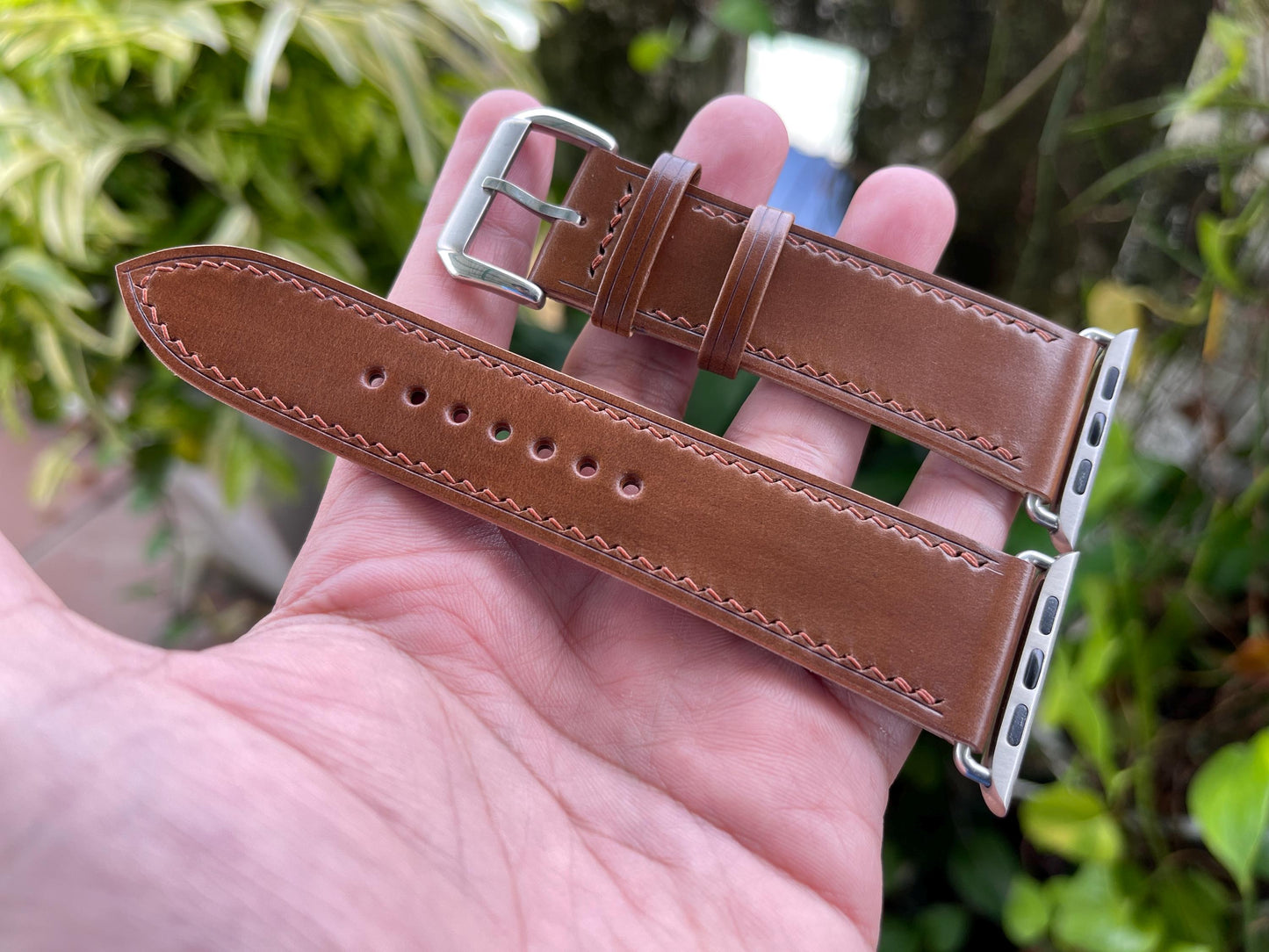 Bourbon Horween Shell Cordovan Watch Strap with Quick Release Spring Bars