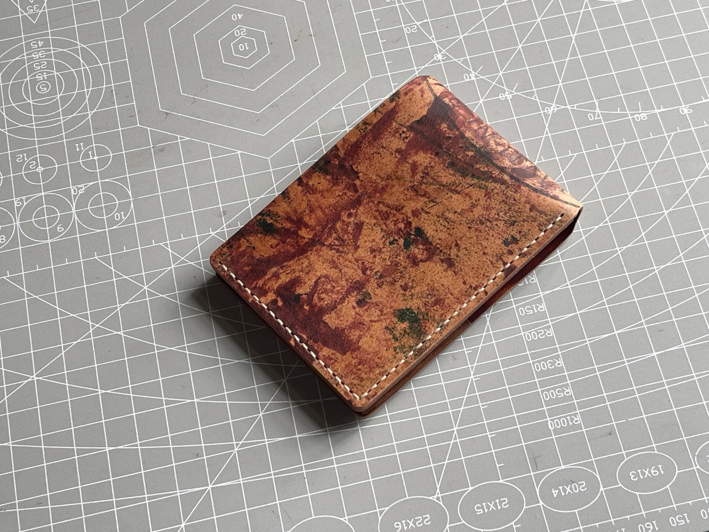 Burgundy Rocado Shell Cordovan + Pueblo Leather Simple Wallet, SC Wallet 3