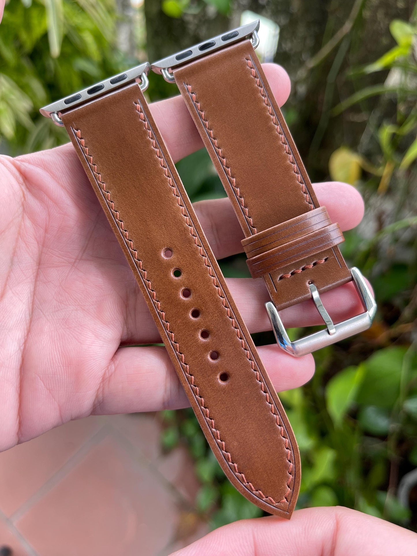 Bourbon Horween Shell Cordovan Watch Strap with Quick Release Spring Bars