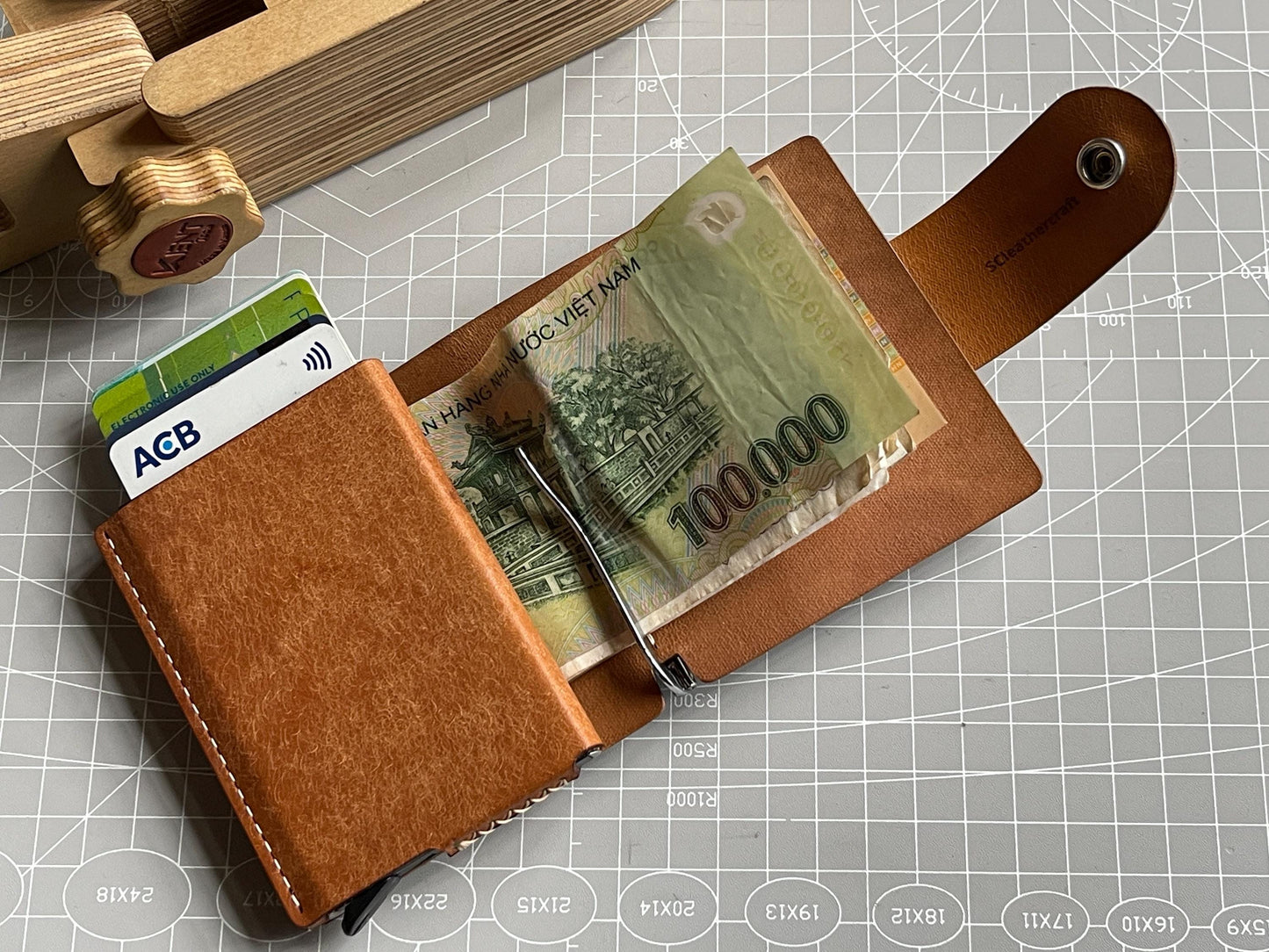 SC Wallet 4-Shell Cordovan Pop Up Wallet, RFID Protected Slim Mechanical Card Holder