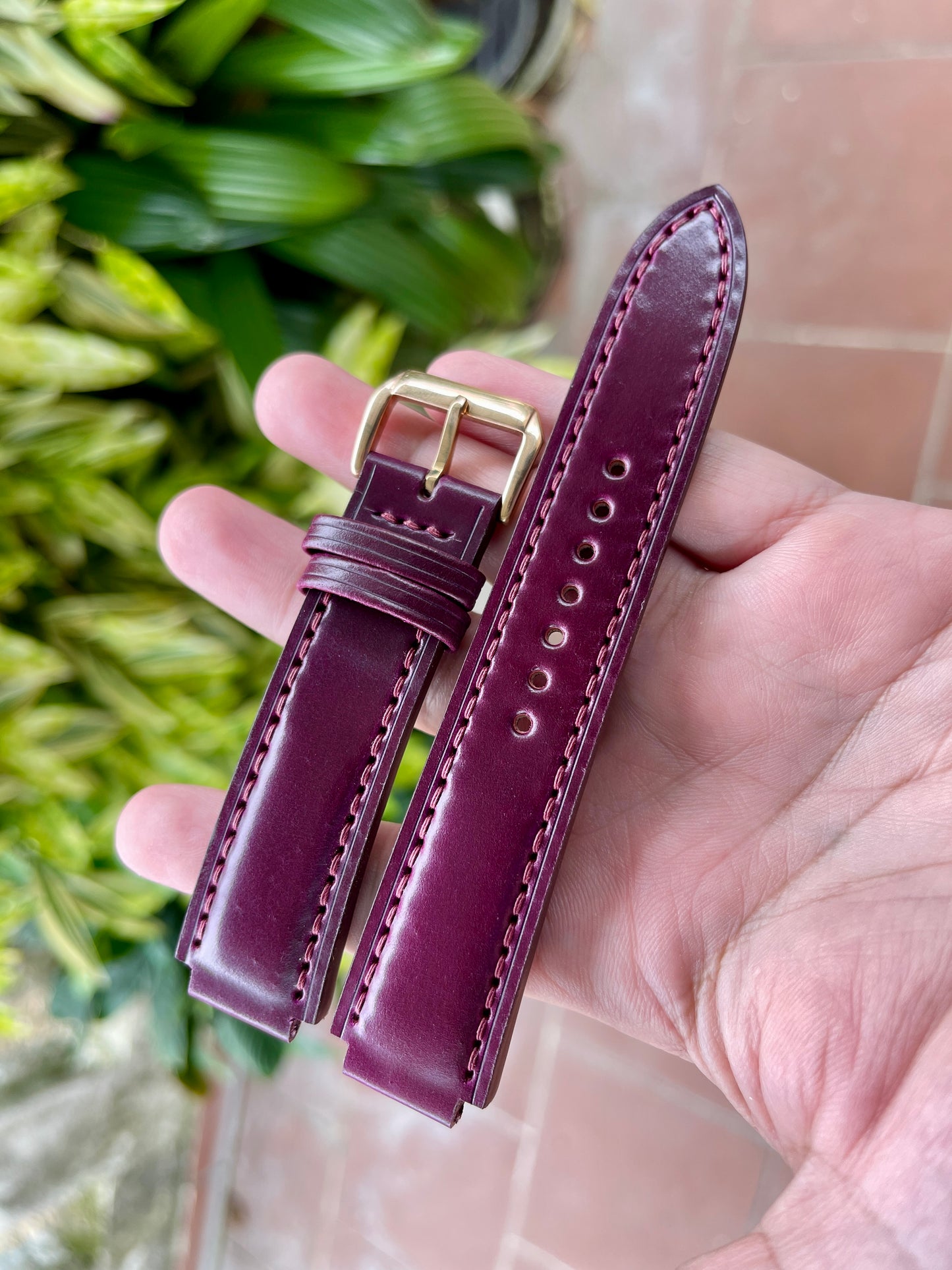 Shell Cordovan Corner Notched, Centre Notched Watch Strap