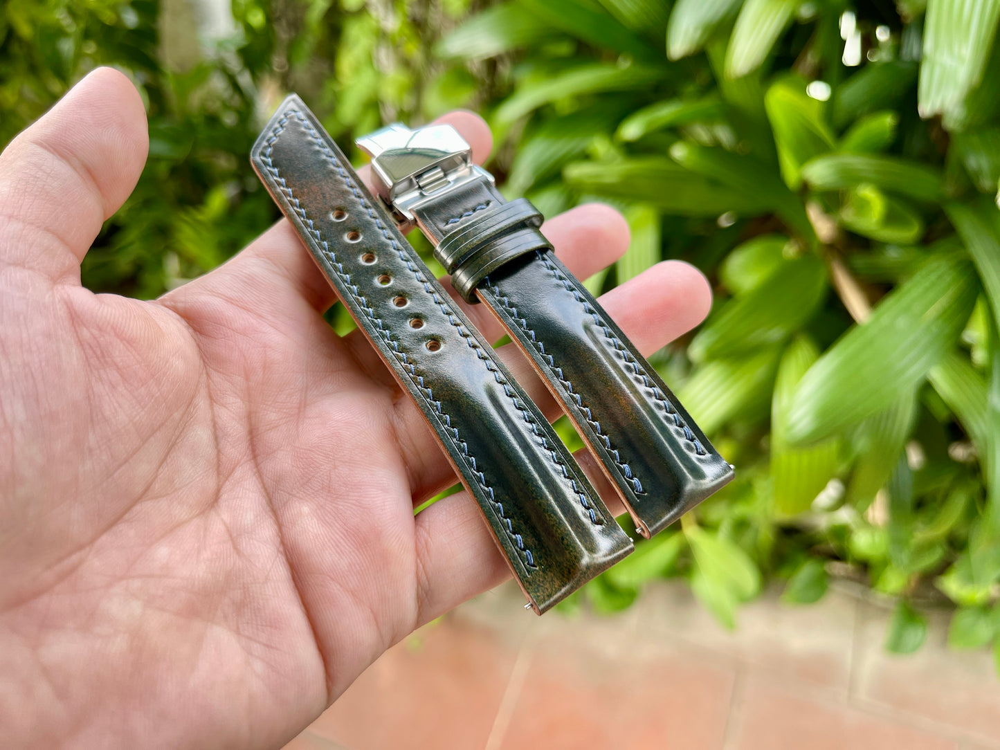 Horween Single Ridge Shell Cordovan Watch Strap, Pre-installed Quick Release Spring Bars