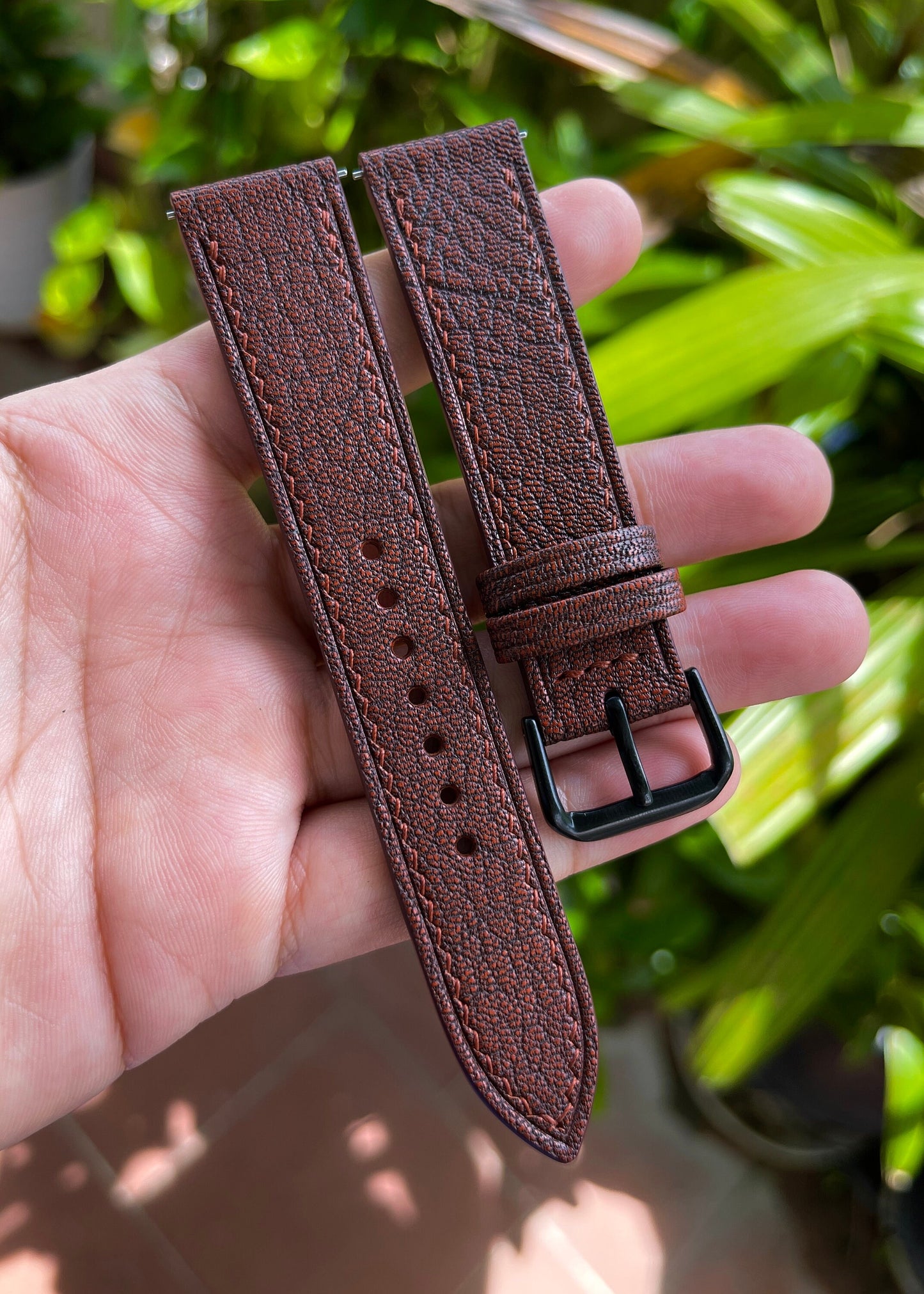 Alran Goat Leather Watch Strap in Mocha Brown, Quick Release