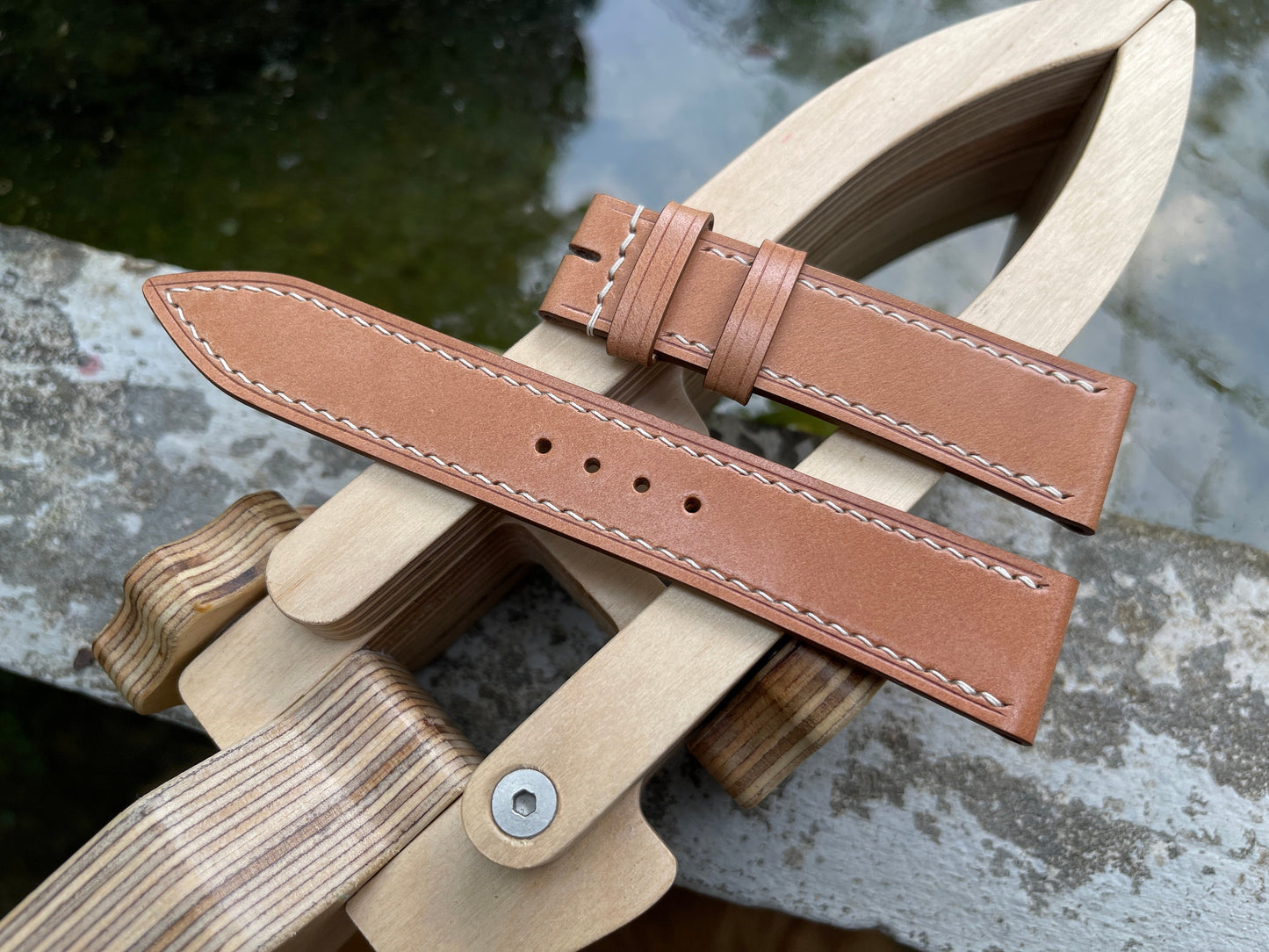 Shell Cordovan Watch Strap In Natural Color With Quick Release Spring Bars