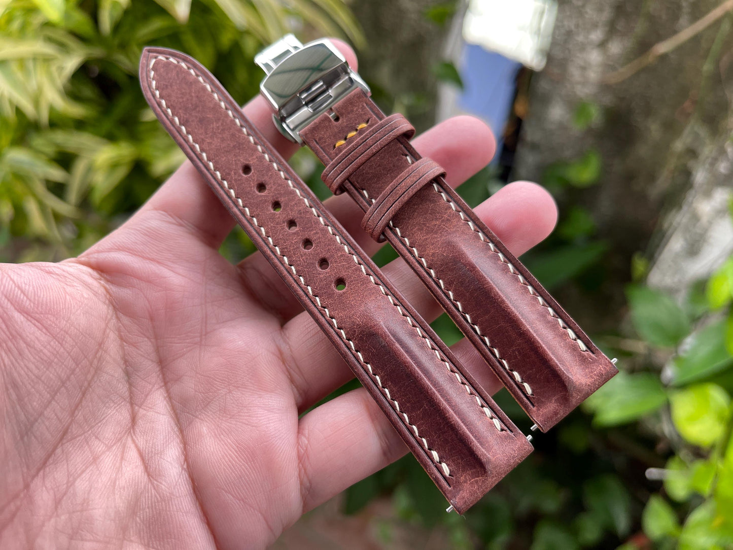 Single Ridge Watch Strap From Pueblo Leather, Pre-installed Quick Release Spring Bars