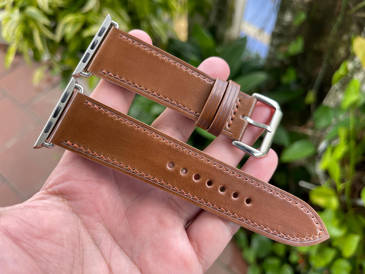 Bourbon Horween Shell Cordovan Watch Strap with Quick Release Spring Bars