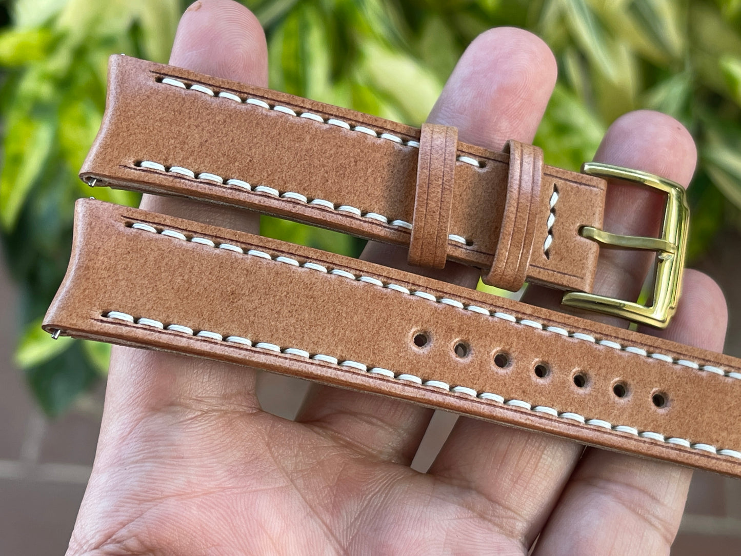 Curved End Shell Cordovan Watch Strap: Custom Sizes, Quick Release
