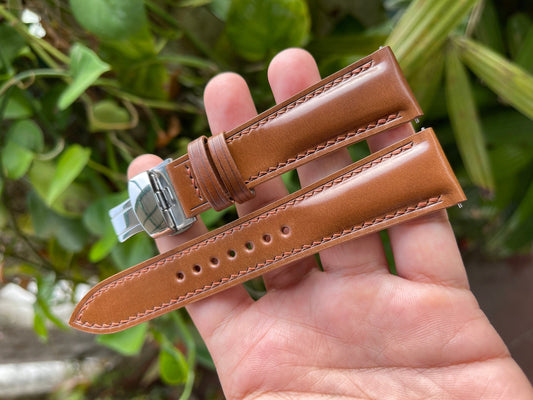 Bourbon Horween Shell Cordovan Watch Strap with Quick Release Spring Bars