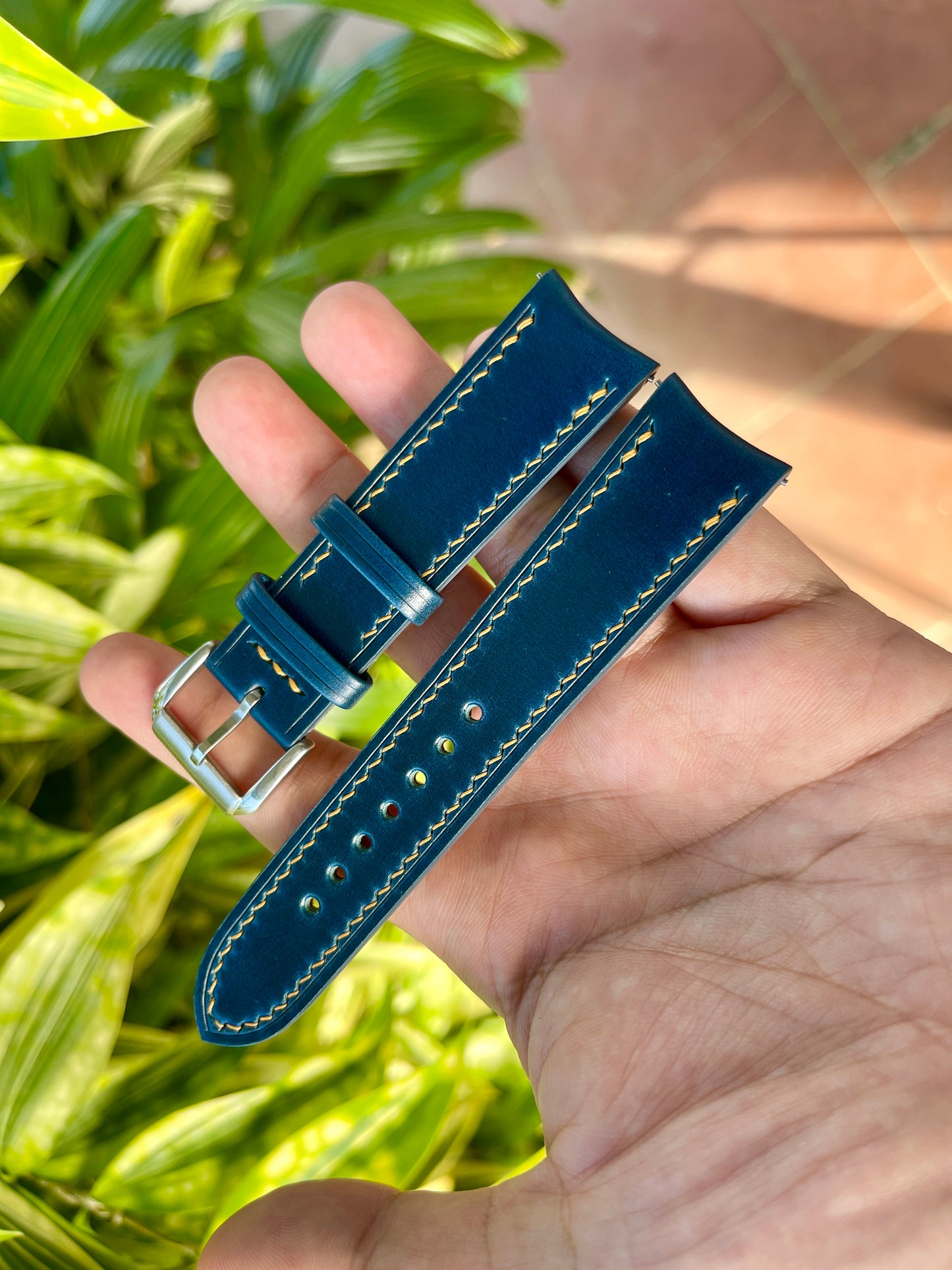 Curved End Shell Cordovan Watch Strap: Custom Sizes, Quick Release