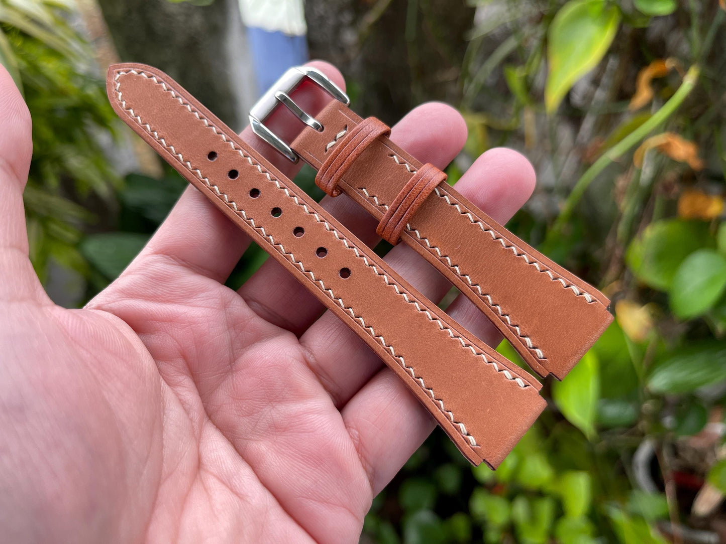 Corner Notched, Centre Notched Watch Strap From Horween Horsehide Strip Leather