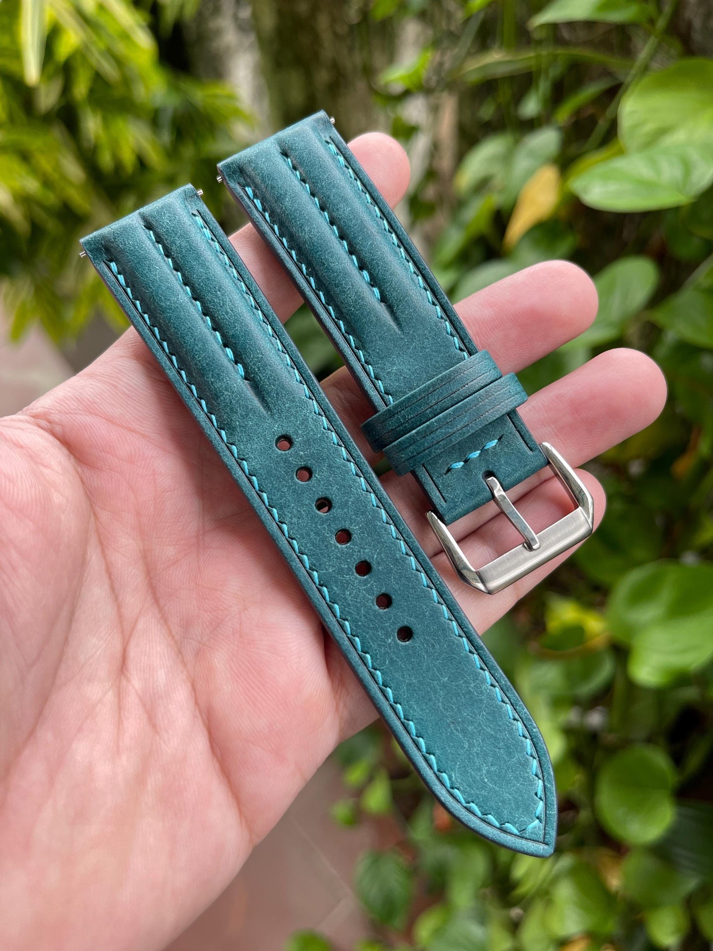 Double Ridge Pueblo Leather Watch Strap: Ortensia Color, Quick Release