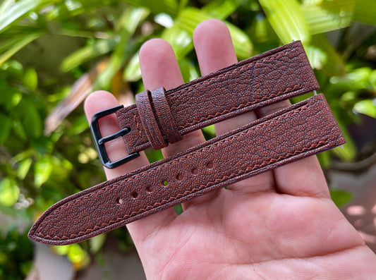 Alran Goat Leather Watch Strap in Mocha Brown, Quick Release