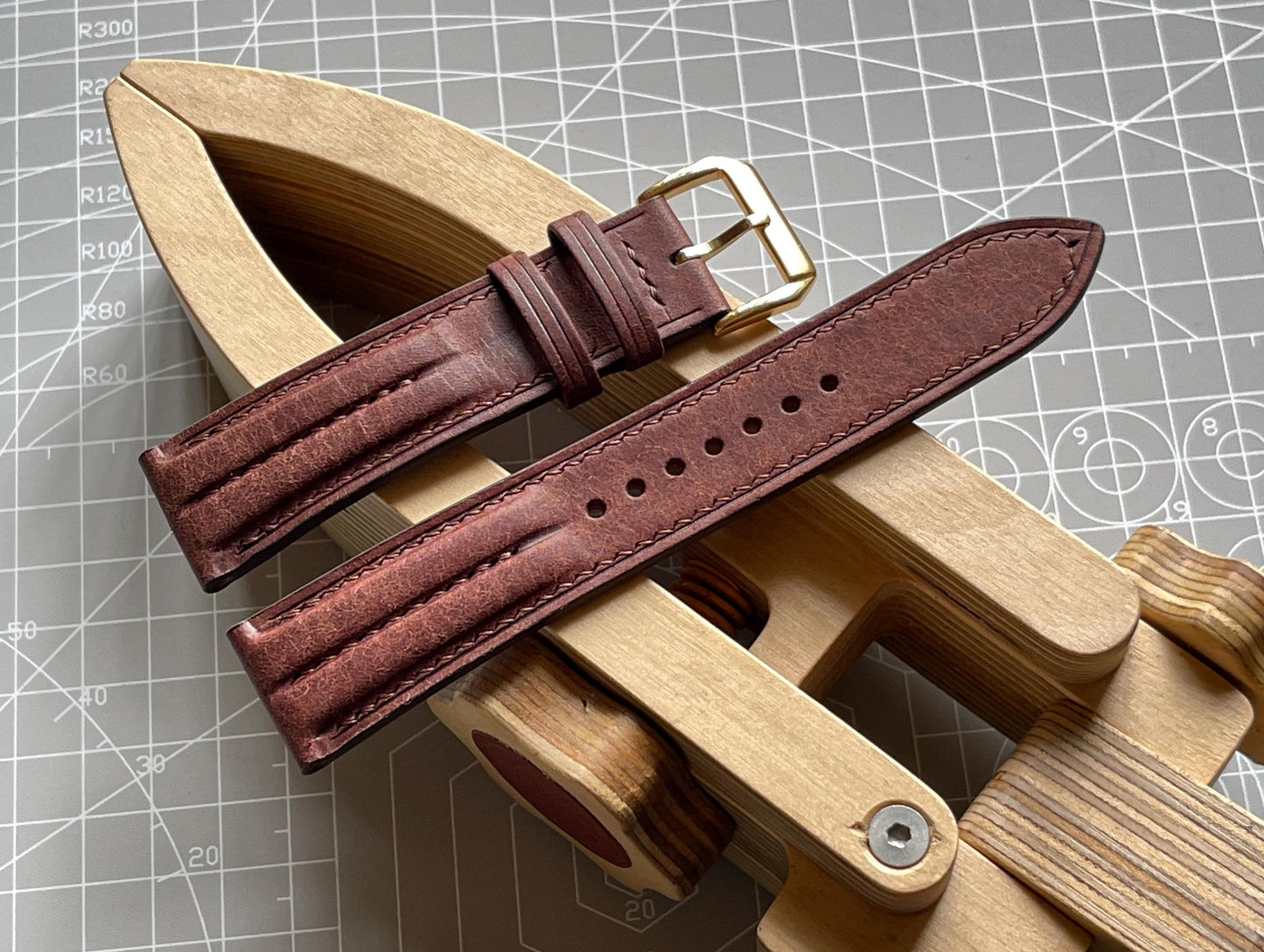 Double Ridge Pueblo Leather Watch Strap: Tobacco Brown, Quick Release
