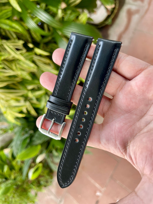 Black Horween Shell Cordovan Leather Watch Strap: Quick Release