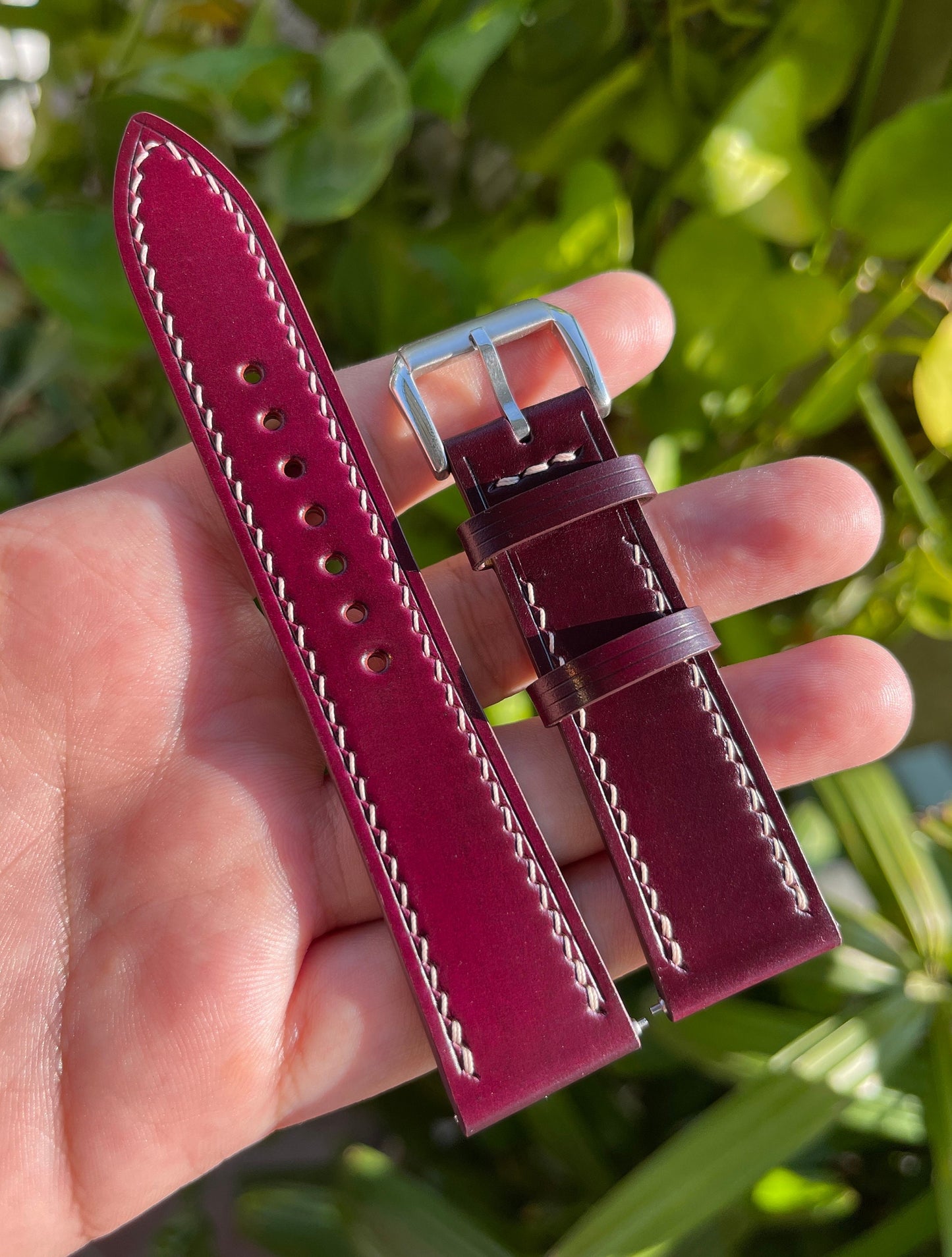 Ultra Violet Horween Shell Cordovan Leather Watch Strap with Quick Release