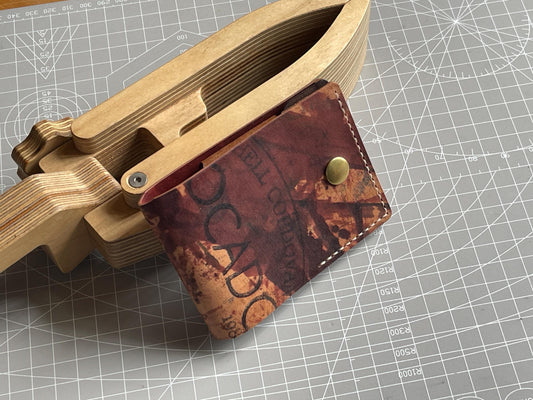 Burgundy Rocado Shell Cordovan + Pueblo Leather Simple Wallet, SC Wallet 3