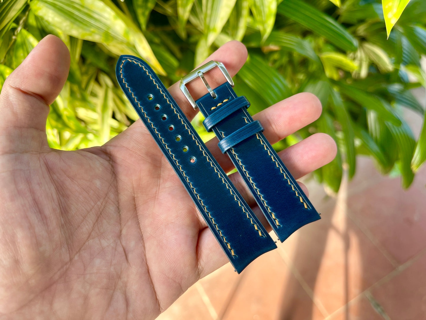 Curved End Shell Cordovan Watch Strap: Custom Sizes, Quick Release