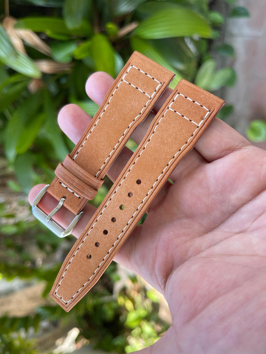 Pilot Style Watch Strap From Pueblo Leather, Pre-installed Quick Release Spring Bars
