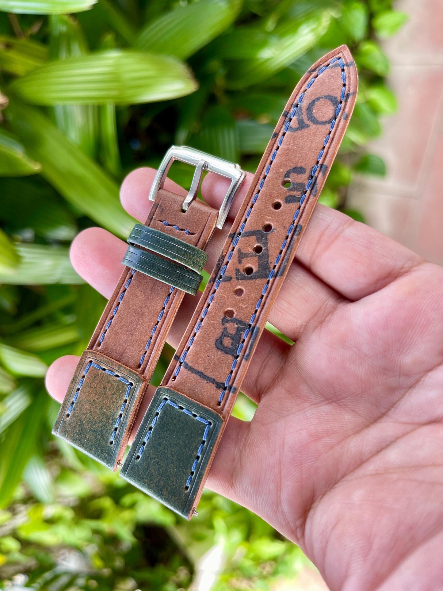 Reverse Horween Shell Cordovan Watch Strap, Pre-installed Quick Release Spring Bars