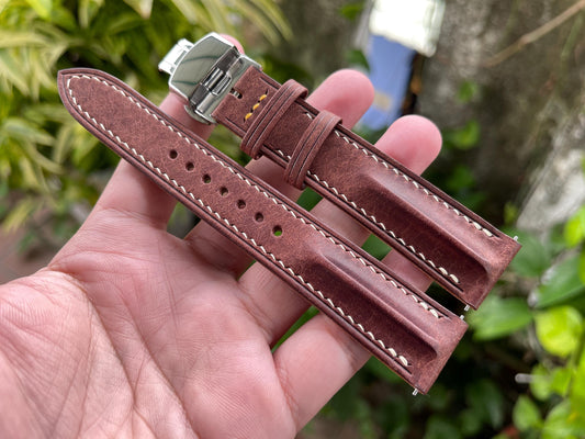 Single Ridge Watch Strap From Pueblo Leather, Pre-installed Quick Release Spring Bars