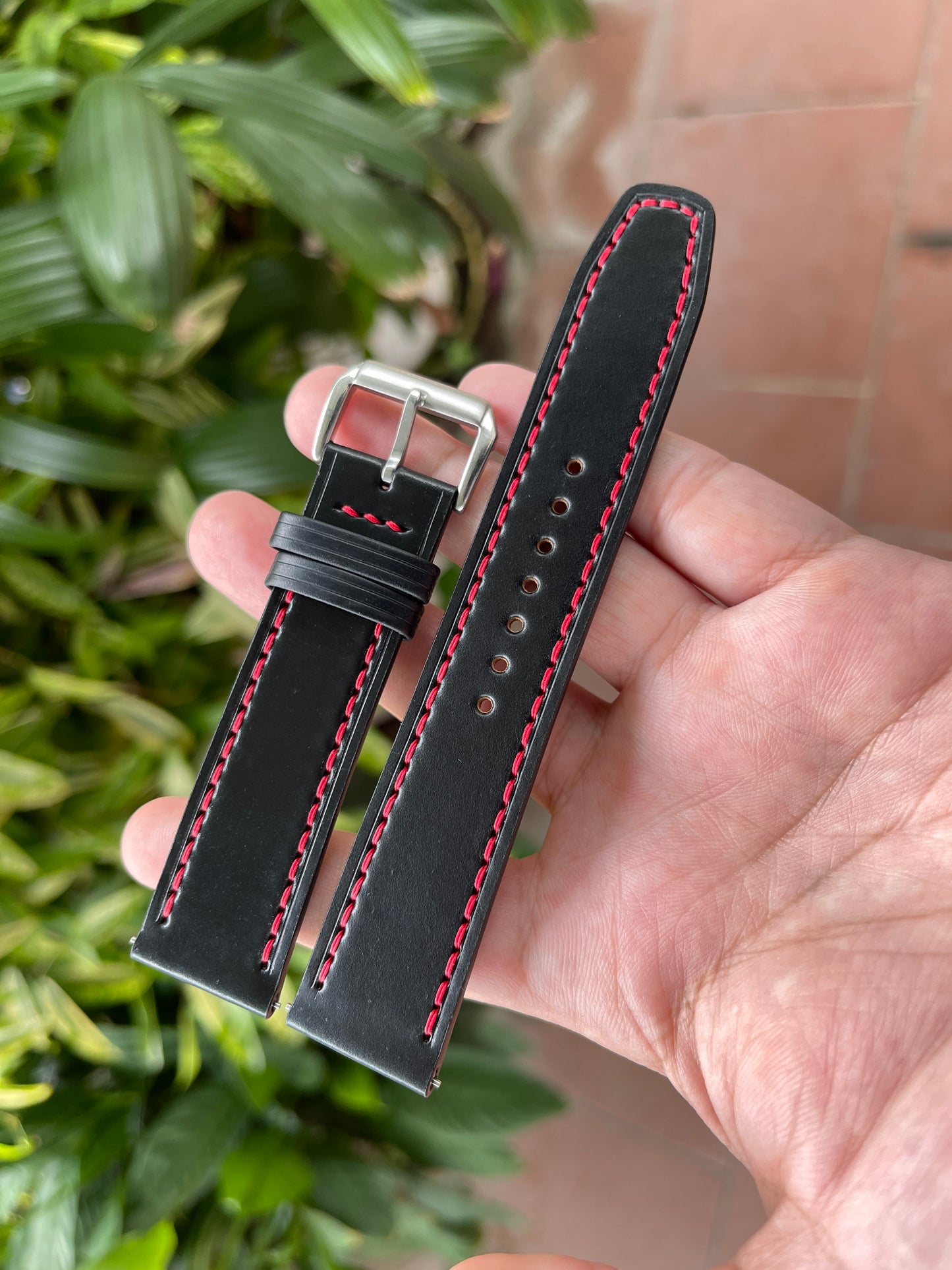 Black Horween Shell Cordovan Leather Watch Strap: Quick Release