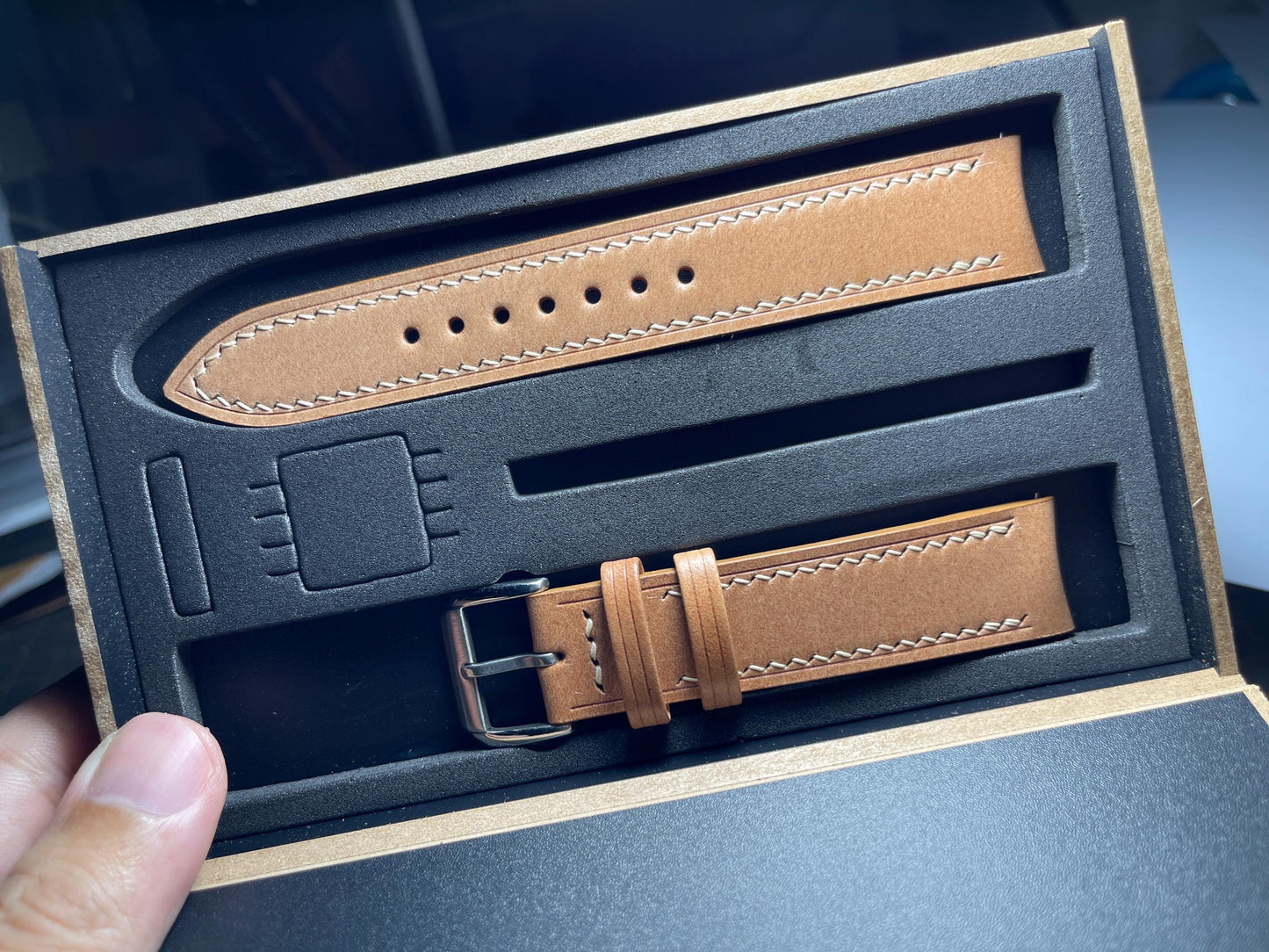 Curved End Shell Cordovan Watch Strap: Custom Sizes, Quick Release