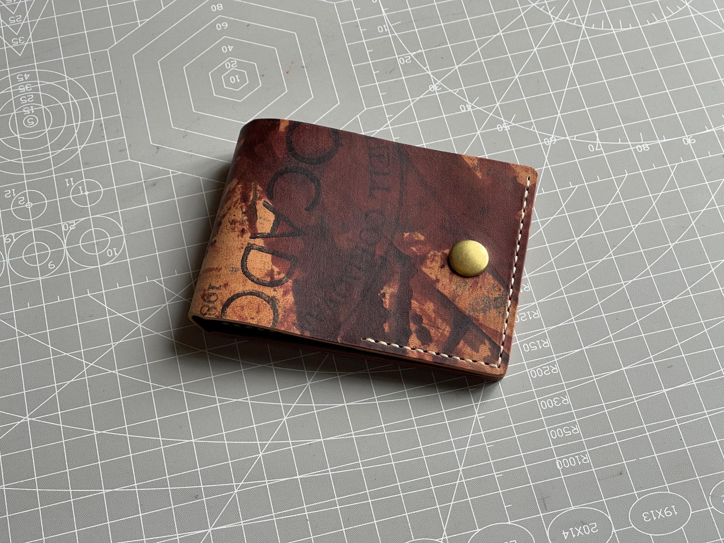 Burgundy Rocado Shell Cordovan + Pueblo Leather Simple Wallet, SC Wallet 3