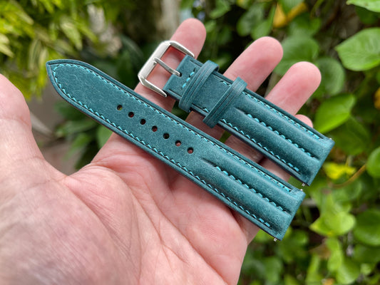 Double Ridge Pueblo Leather Watch Strap: Ortensia Color, Quick Release