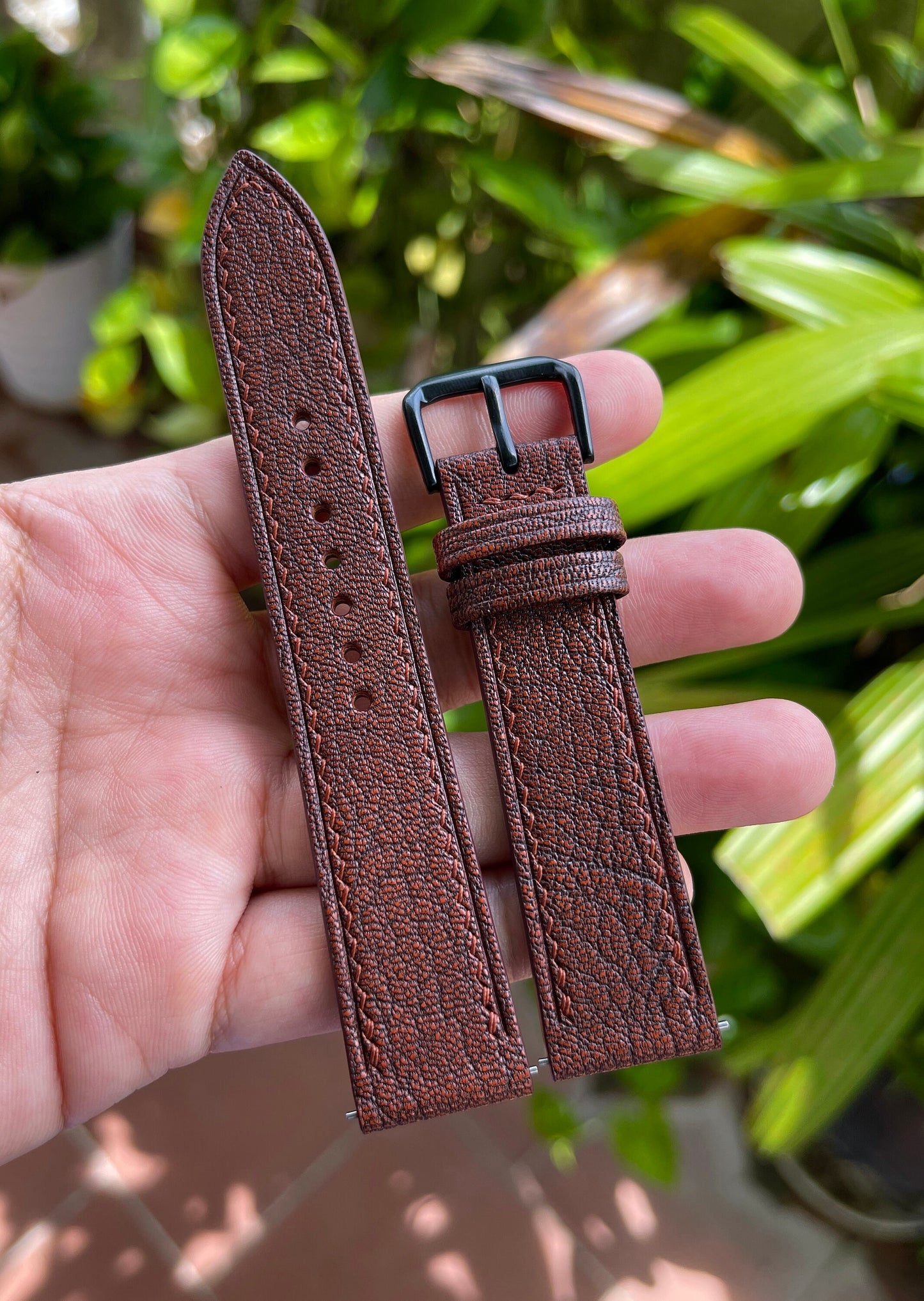 Alran Goat Leather Watch Strap in Mocha Brown, Quick Release