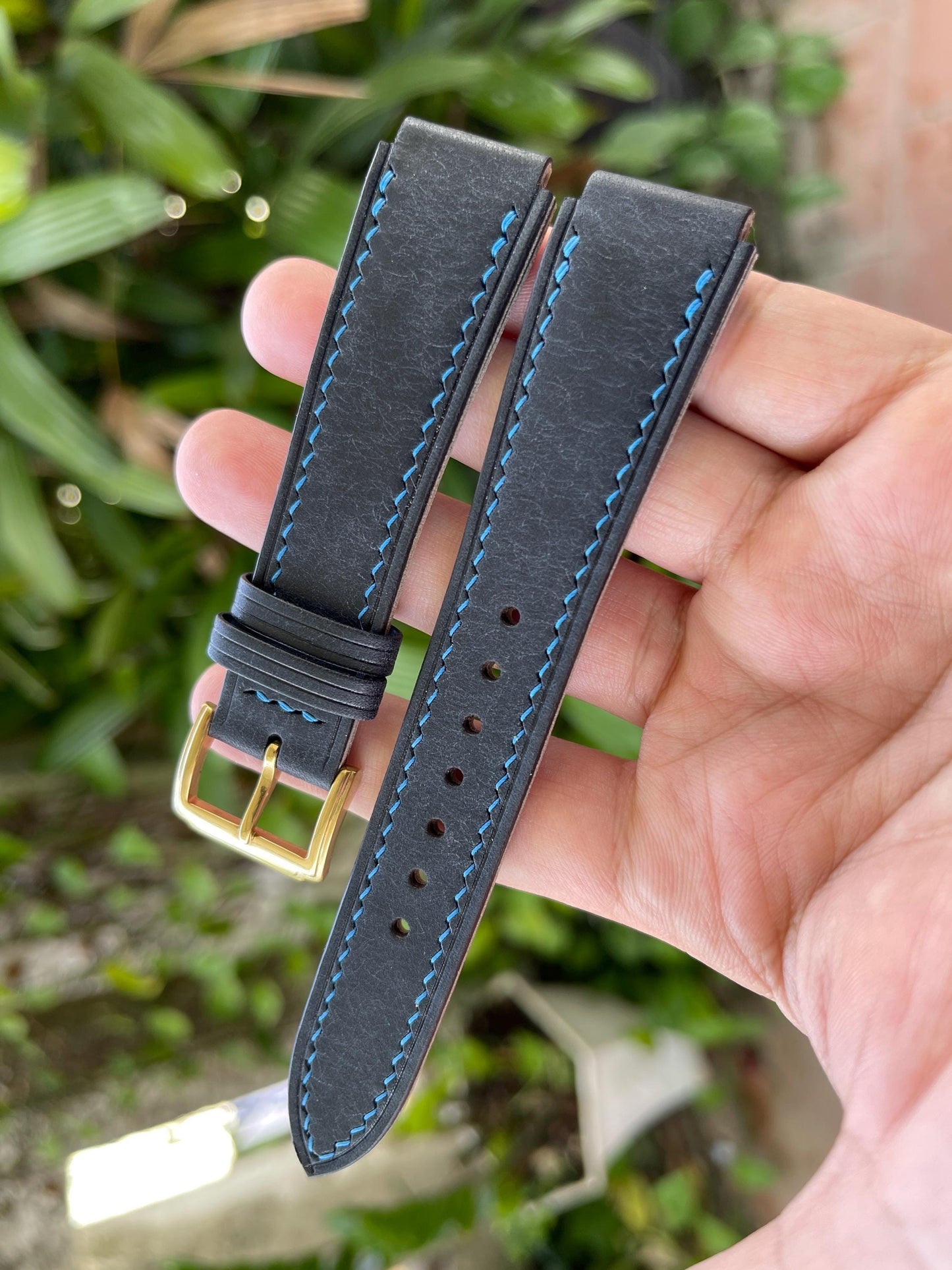 Corner Notched Watch Strap From Navy Pueblo Leather