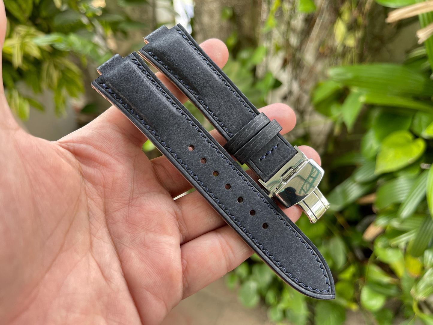 Corner Notched Watch Strap From Navy Pueblo Leather