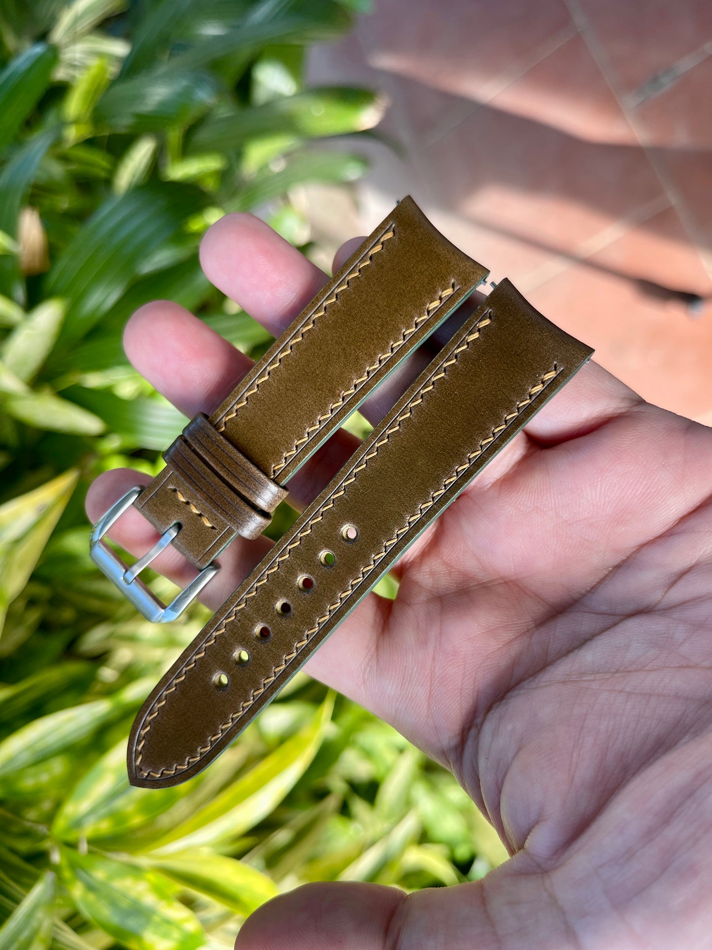 Curved End Shell Cordovan Watch Strap: Custom Sizes, Quick Release