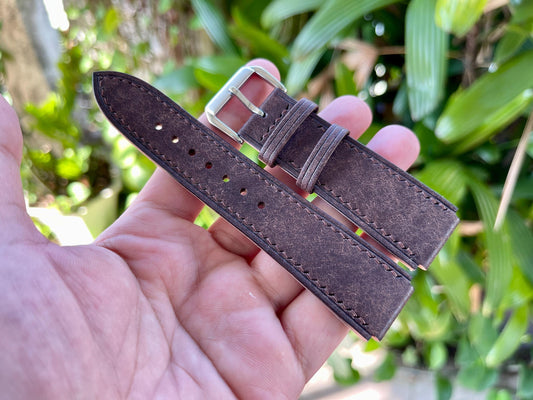 Corner Notched Watch Strap From Dark Brown Pueblo Leather