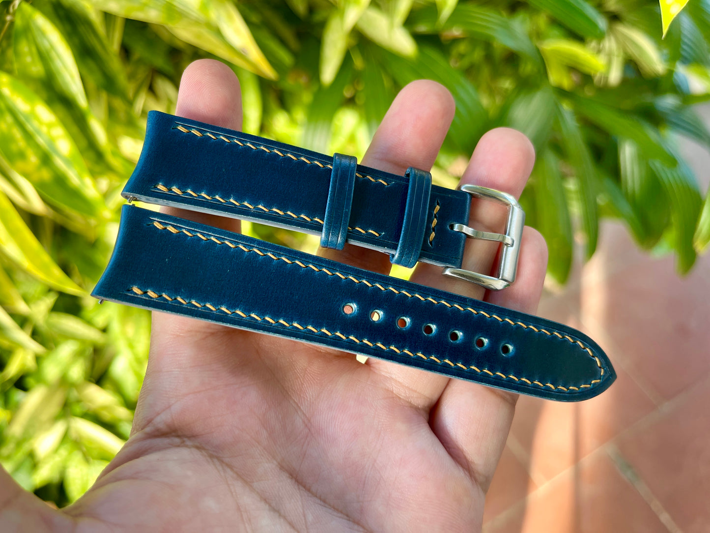 Curved End Shell Cordovan Watch Strap: Custom Sizes, Quick Release
