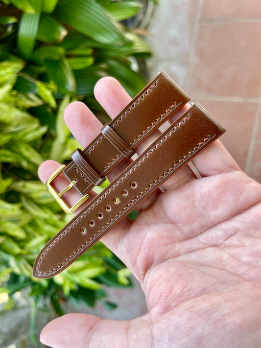 Cognac Shell Cordovan Watch Strap with Quick Release Spring Bars