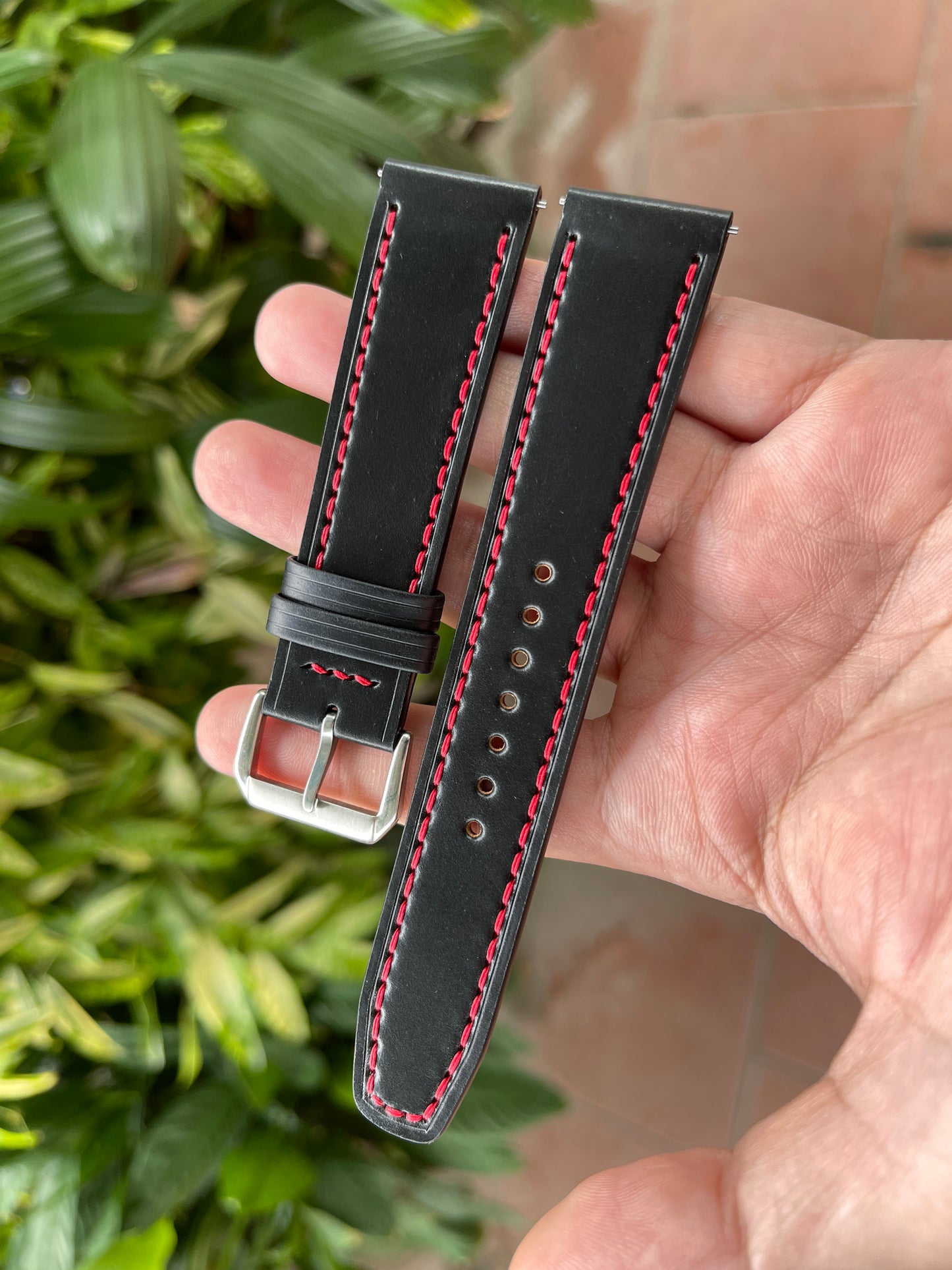 Black Horween Shell Cordovan Leather Watch Strap: Quick Release
