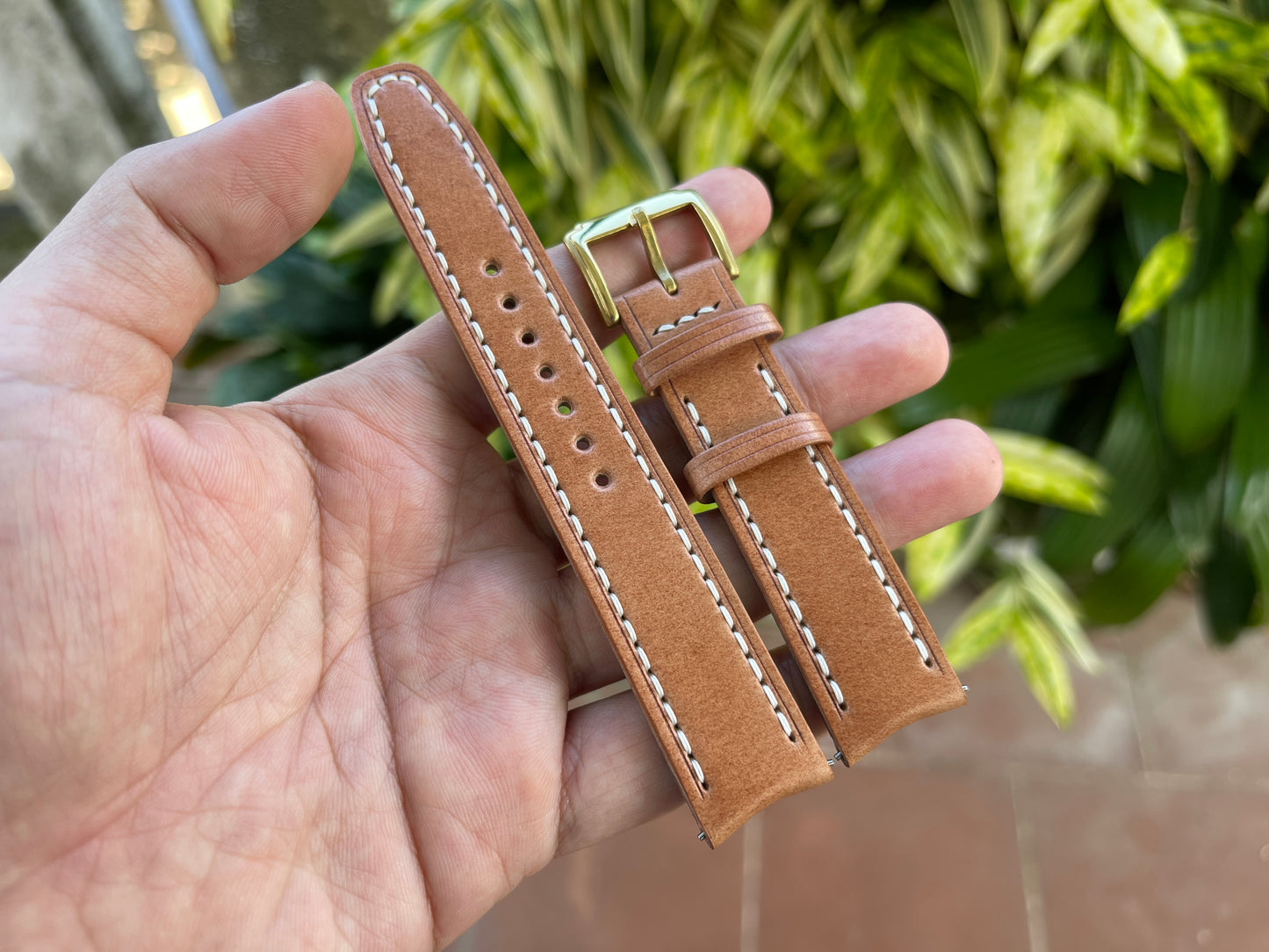 Curved End Shell Cordovan Watch Strap: Custom Sizes, Quick Release