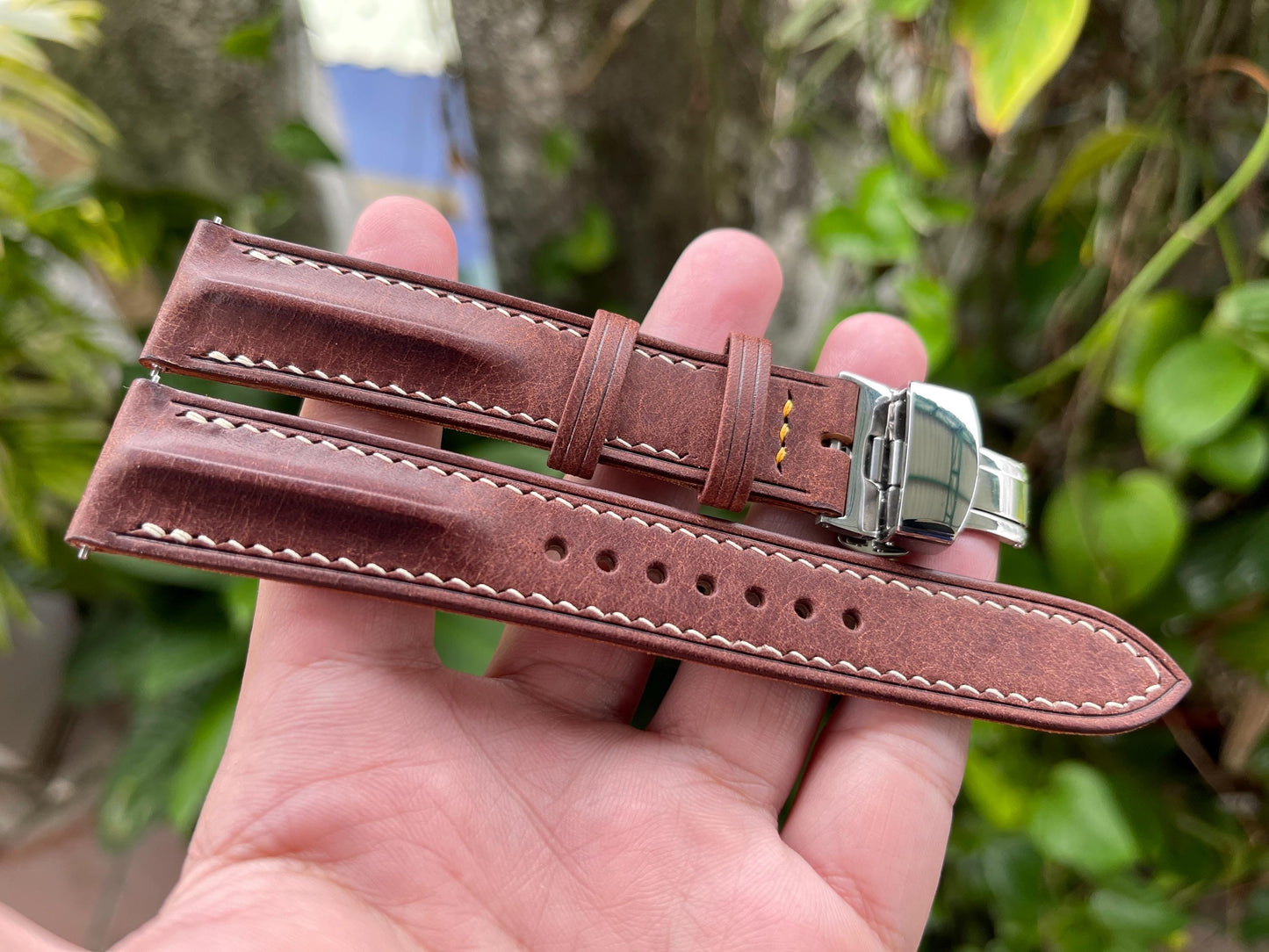 Single Ridge Watch Strap From Pueblo Leather, Pre-installed Quick Release Spring Bars