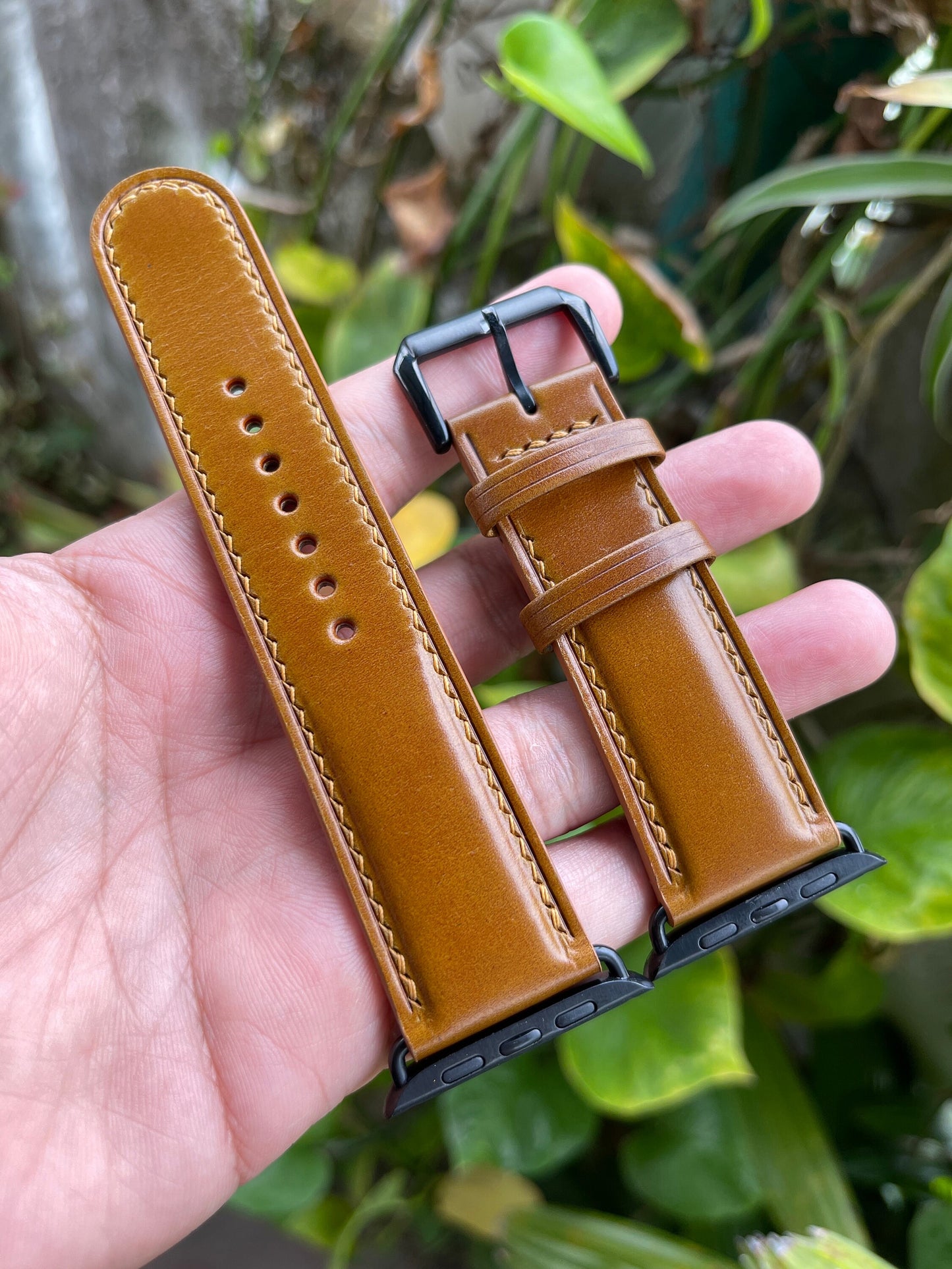 Camel Shell Cordovan Watch Strap With Quick Release Spring Bars