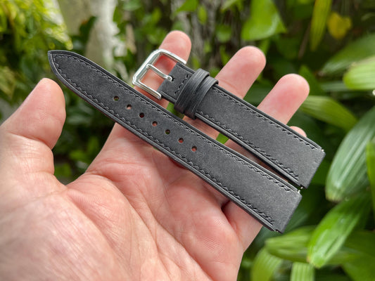 Corner Notched Watch Strap From Black Pueblo Leather