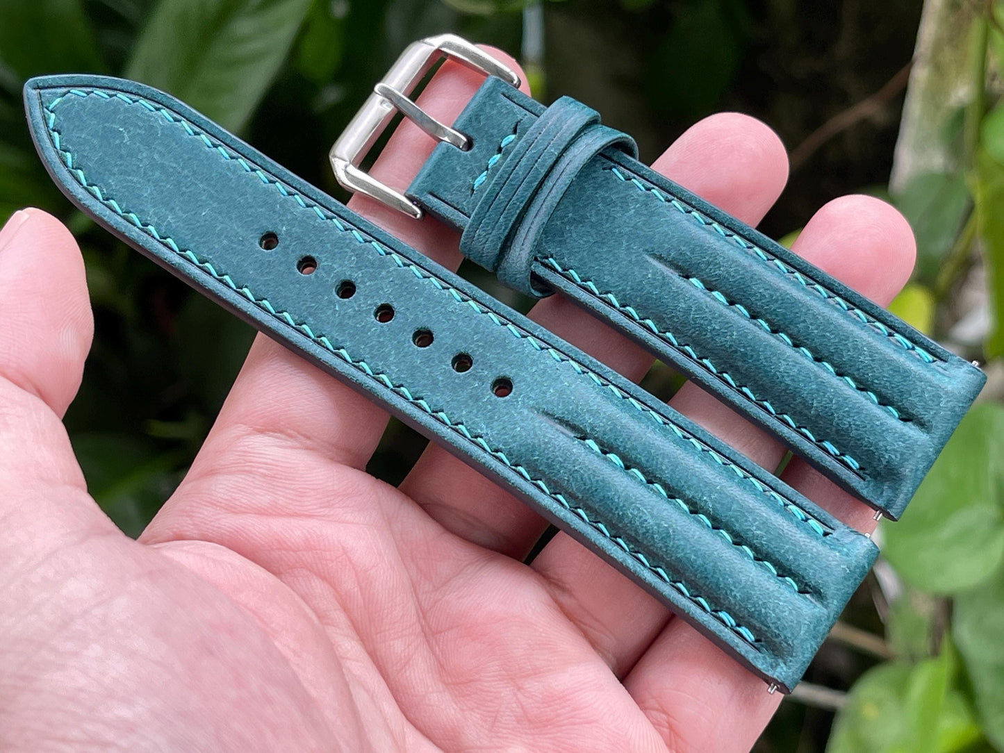 Double Ridge Pueblo Leather Watch Strap: Ortensia Color, Quick Release